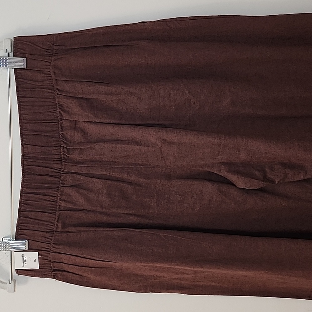 NWT Abercrombie&Fitch 53% Linen Pleated Wide Leg Pants Chocolote  Brown Sz M - Picture 10 of 16